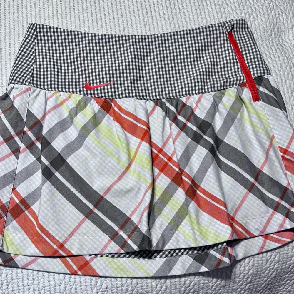 Nike Women's Plaid Skirt -Orange and Gray